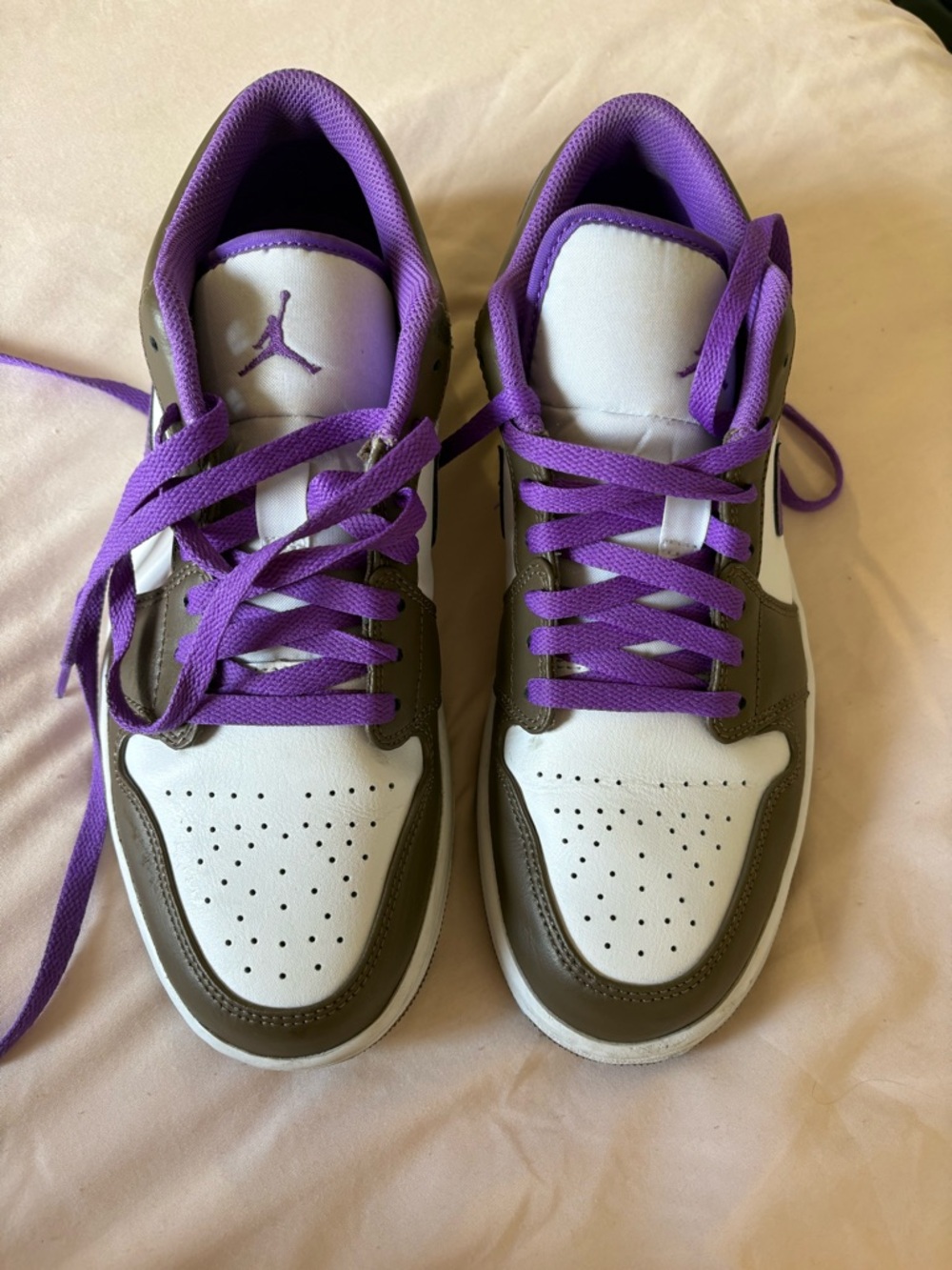 Jordan Low Top Sneakers in White, Purple and Brown